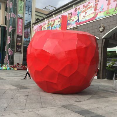 大型玻璃钢几何切面苹果博鱼网页版城市广场景观小品