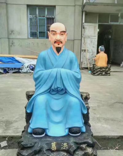 名医铜雕彩绘坐着的葛洪博鱼网页版