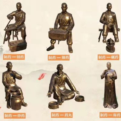玻璃钢仿铜中医文化中医人制药民俗小品博鱼网页版
