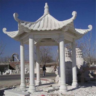 城市广场摆放大理石六角凉亭休闲座椅博鱼网页版
