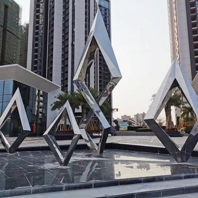 不锈钢镜面几何 广场艺术造型景观博鱼网页版摆件