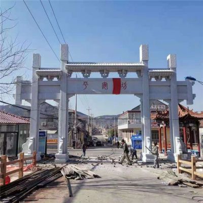 大理石石雕村口城镇石牌坊博鱼网页版