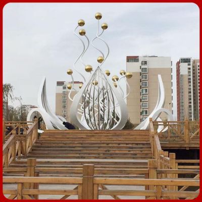 小区花园摆放大型不锈钢荷花景观博鱼网页版