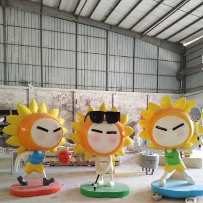 玻璃钢太阳花卡通幼儿园运动公仔摆件博鱼网页版