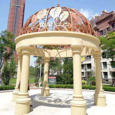 小区装饰大理石雕刻欧式铁艺圆顶造景摆件