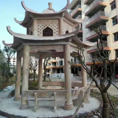小区花园广场摆放休闲双层镂空凉亭