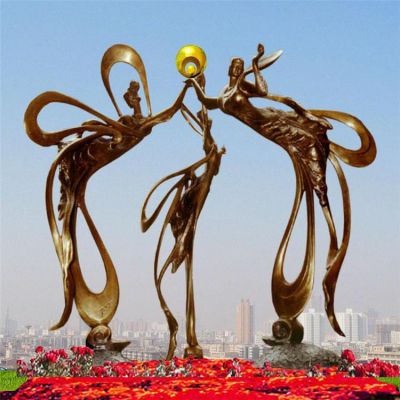 户外广场大型不锈钢抽象跳舞的人物博鱼网页版