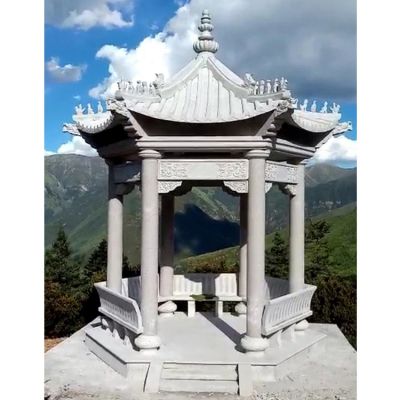 景点园林青石石雕仿古建六角凉亭