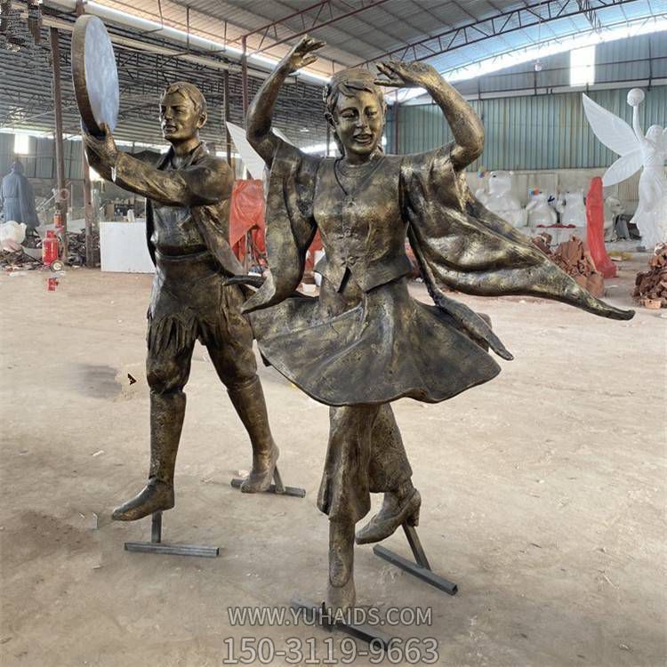 景区玻璃钢仿铜少数民族跳舞人物小品摆件博鱼网页版