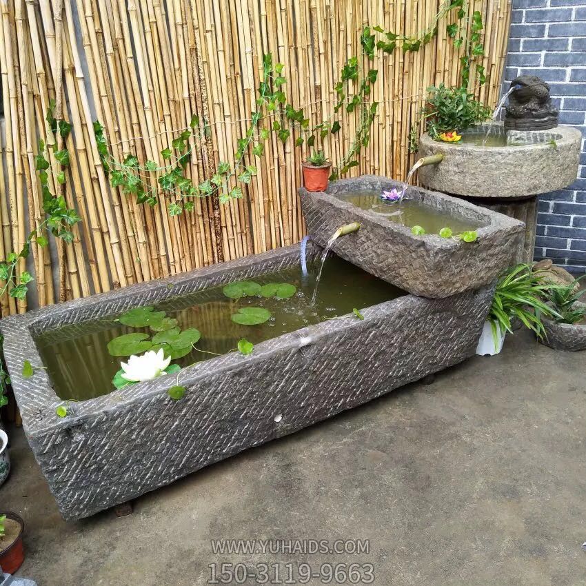 老旧石槽组合鱼缸石头水缸养鱼石盆园林户外石磨青石景观流水摆件博鱼网页版