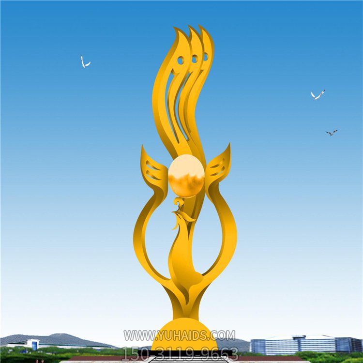 广场大型不锈钢抽象凤凰博鱼网页版