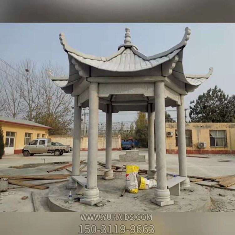 大理石石雕园林景观大型六角凉亭摆件博鱼网页版