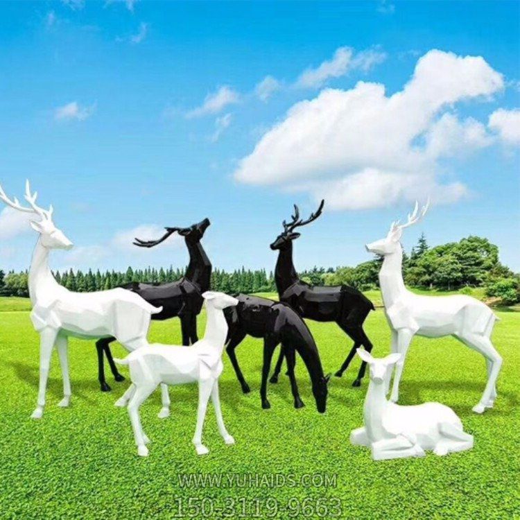 户外草坪玻璃钢抽象动物梅花鹿博鱼网页版