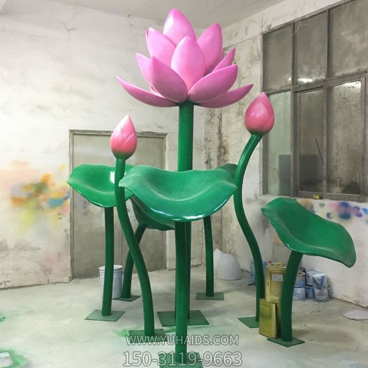景区园林不锈钢彩绘园林景区创意莲花摆件博鱼网页版