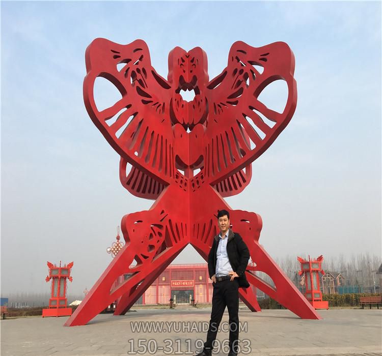 景区主题公园摆放大型剪影红色不锈钢风筝博鱼网页版