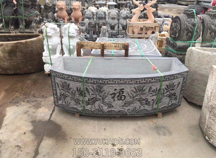 庭院室外摆放青石仿古雕刻荷花缸鱼缸博鱼网页版