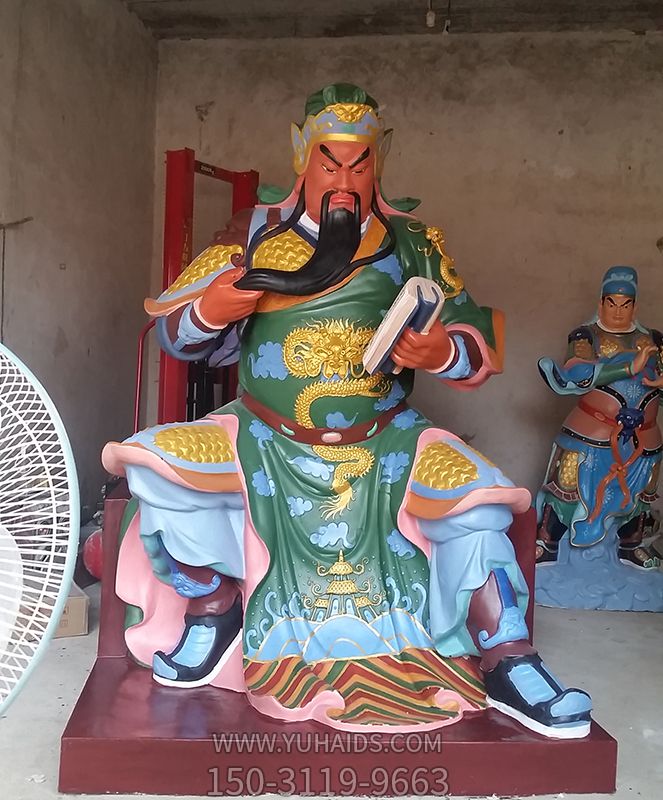 玻璃钢彩绘大型景区景观关公博鱼网页版