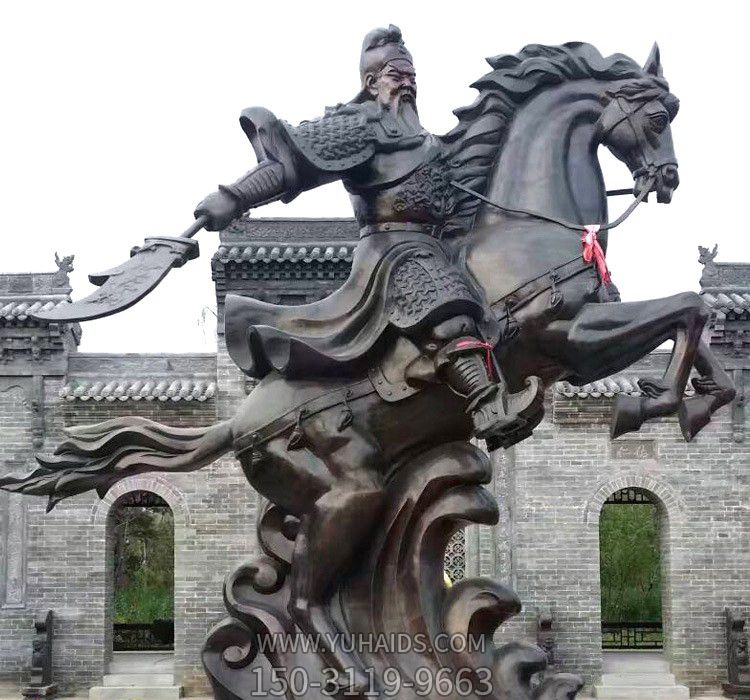 景区景点不锈钢仿铜骑马的关公博鱼网页版