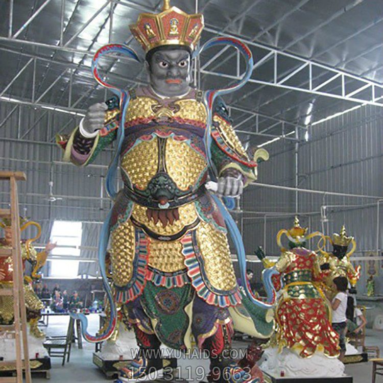 寺院摆放彩绘四大天王神像铜雕博鱼网页版