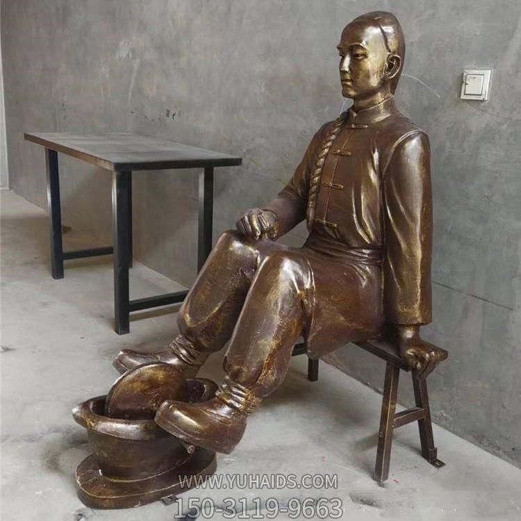 情景小品玻璃钢仿铜捻药的人物博鱼网页版