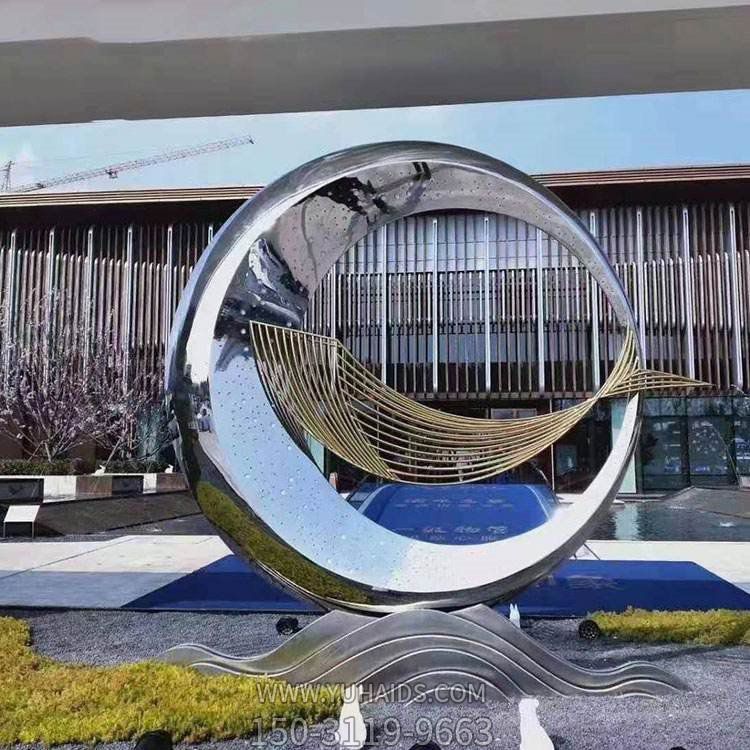 酒店售楼部不锈钢流水摆件圆环博鱼网页版