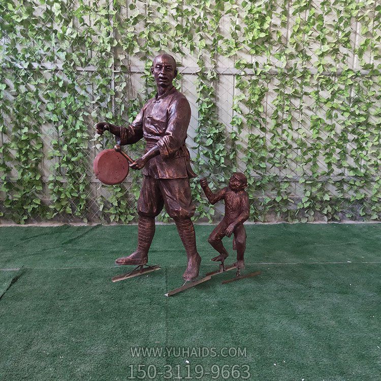 耍猴，玻璃钢仿铜民俗人物情景博鱼网页版