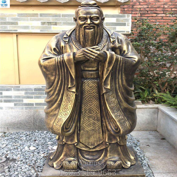 铸铜孔子博鱼网页版，纯黄铜铸造的历史名人铜像