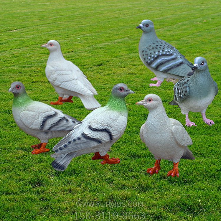 公园草坪玻璃钢彩绘多只休息中鸽子博鱼网页版