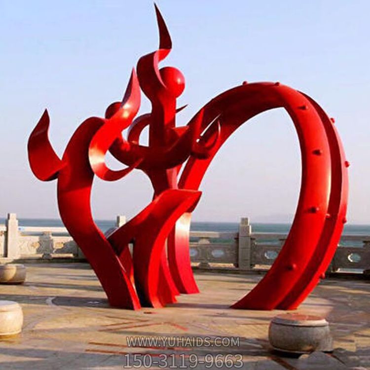 广场大型不锈钢彩绘圆环摆件博鱼网页版