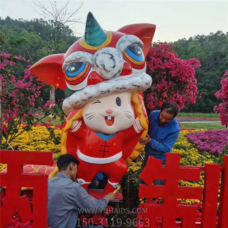 玻璃钢卡通户外广场舞狮的小老鼠博鱼网页版
