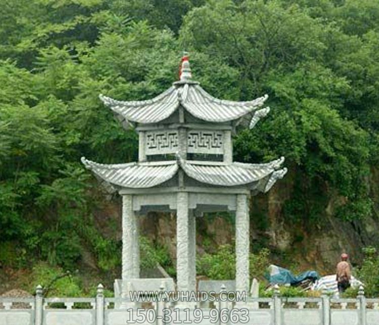 乡村河道边摆放镂空雕刻青石仿古建凉亭博鱼网页版