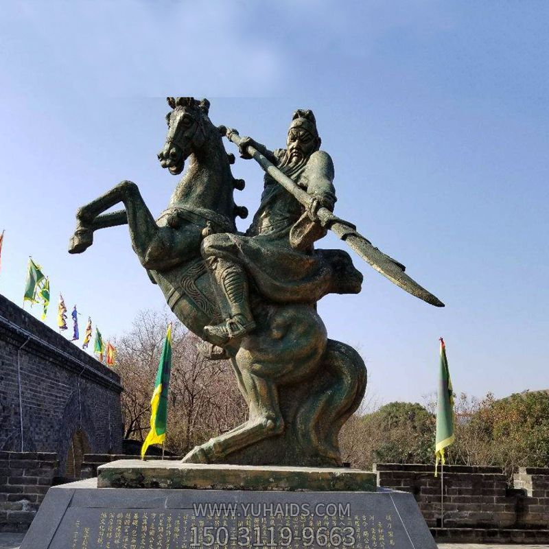 户外景区大型不锈钢仿铜骑马奔腾的关公博鱼网页版