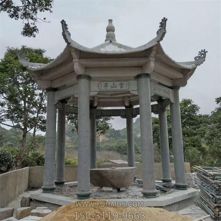 景区园林户外摆放大理石雕刻中式六角凉亭博鱼网页版