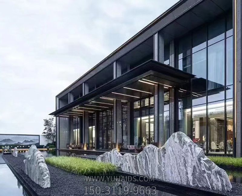 泰山石浪石切片水纹石园林景观石组合庭院假山摆件博鱼网页版