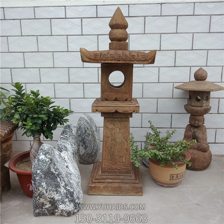 仿古青石头灯地户外花园摆件太阳能中式石灯博鱼网页版
