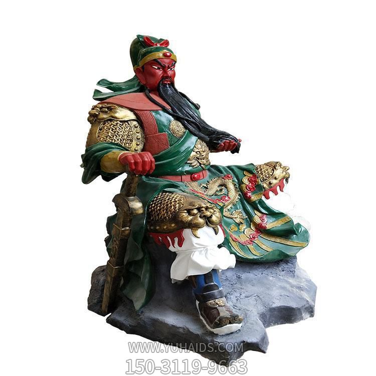 大型寺庙景区景点玻璃钢彩绘武财神关羽摆件博鱼网页版