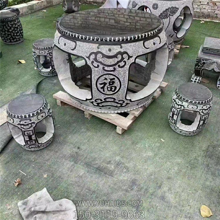 黑色大理石镂雕圆桌凳博鱼网页版