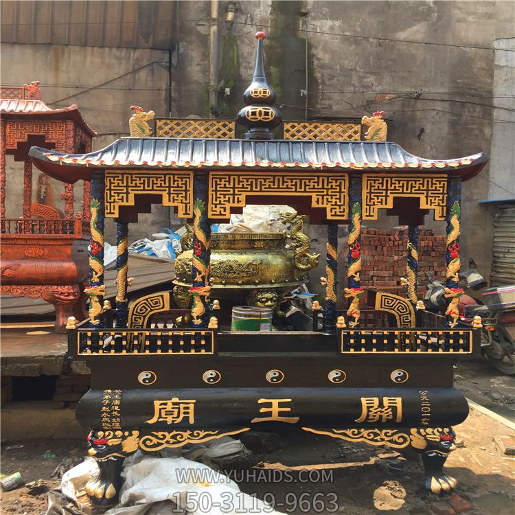 大型铸铜彩绘镂空浮雕祠堂祭祀香炉博鱼网页版