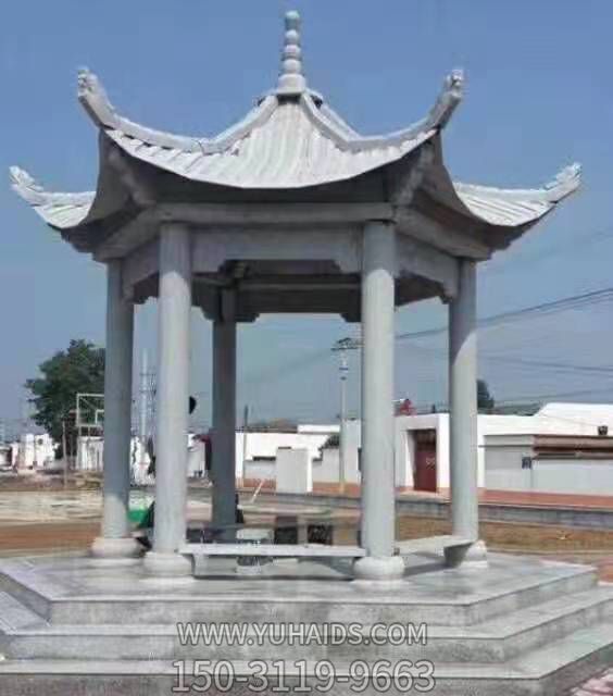 农村文化广场摆放青石仿古六角凉亭博鱼网页版