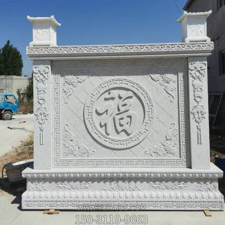 石雕浮雕壁画花岗岩中式庭院玄关青石屏风影壁墙晚霞红背景墙摆件博鱼网页版