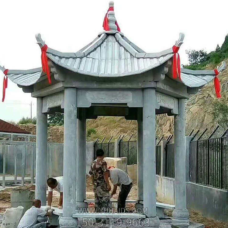 庭院户外安装青石仿古建筑六角休息凉亭博鱼网页版