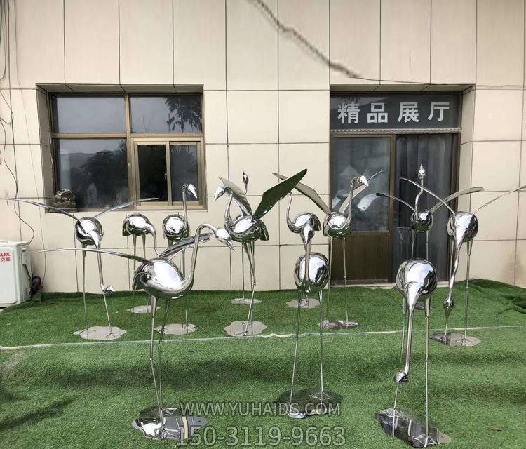 公园不锈钢镜面抽象鹤博鱼网页版