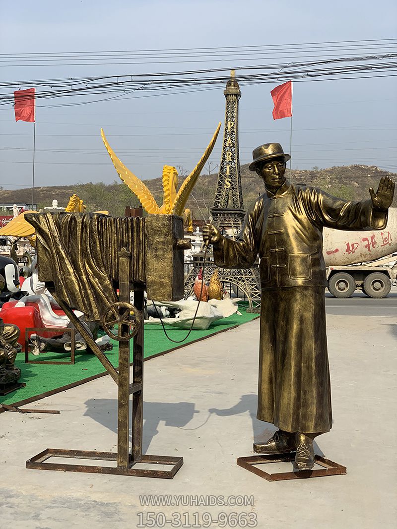 旅游景区摆放玻璃钢仿铜民俗拍照人物博鱼网页版