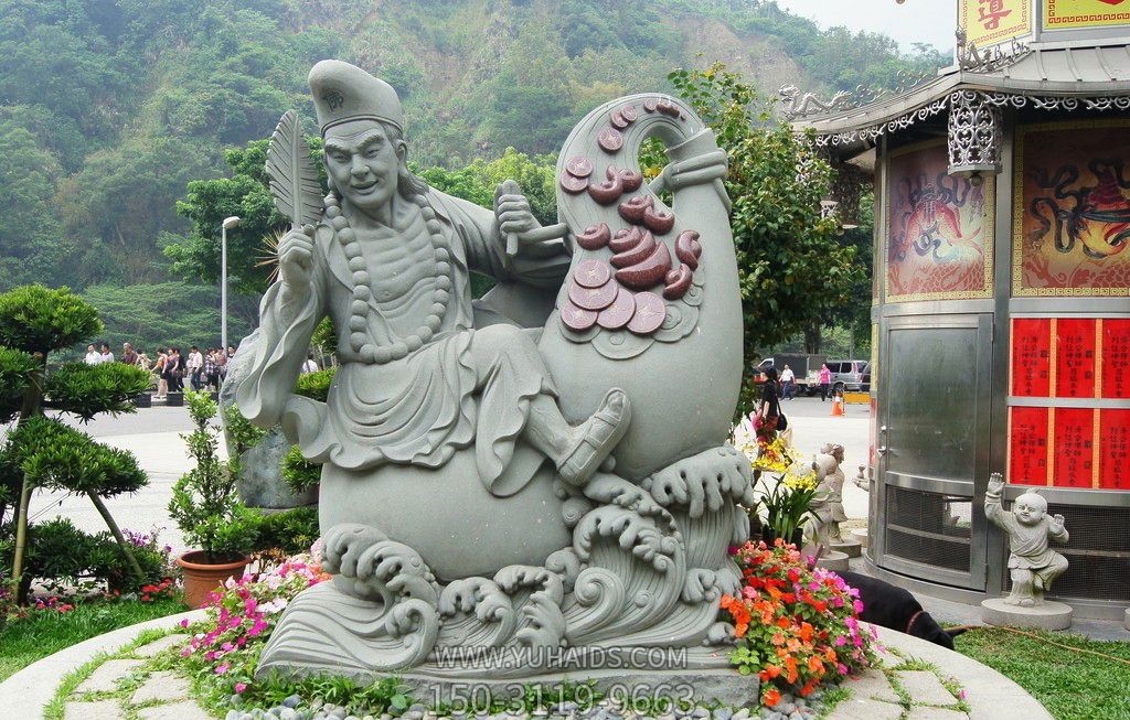 户外花园大型仿真人物大理石石雕坐在葫芦上的济公博鱼网页版