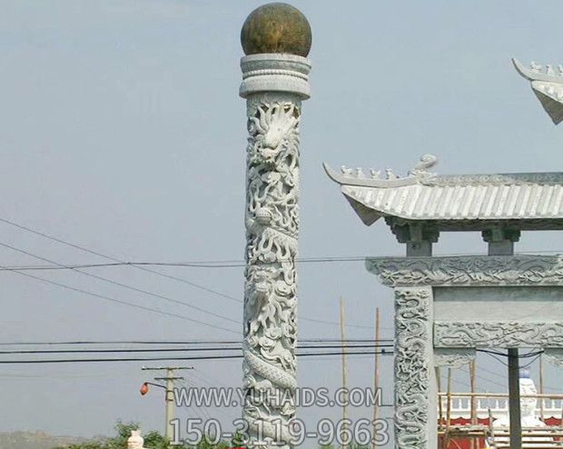 景区镂空大理石雕刻龙柱博鱼网页版