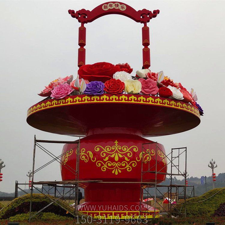 广场大型玻璃钢彩绘景观大花篮博鱼网页版