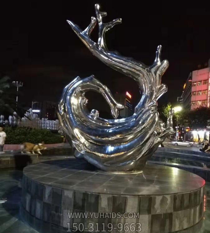 不锈钢镜面抽象海浪浪花摆件博鱼网页版