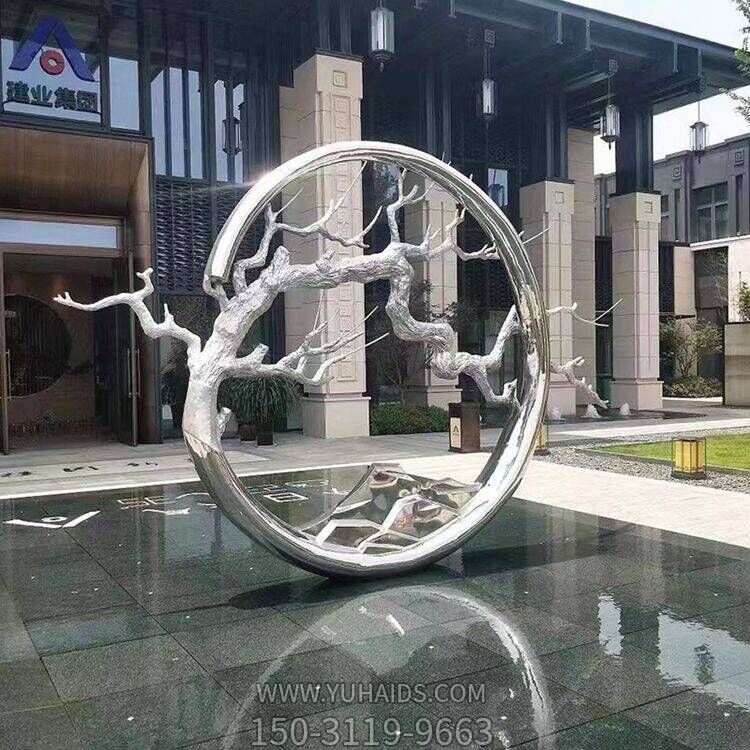 酒店会所不锈钢镜面树枝圆环博鱼网页版