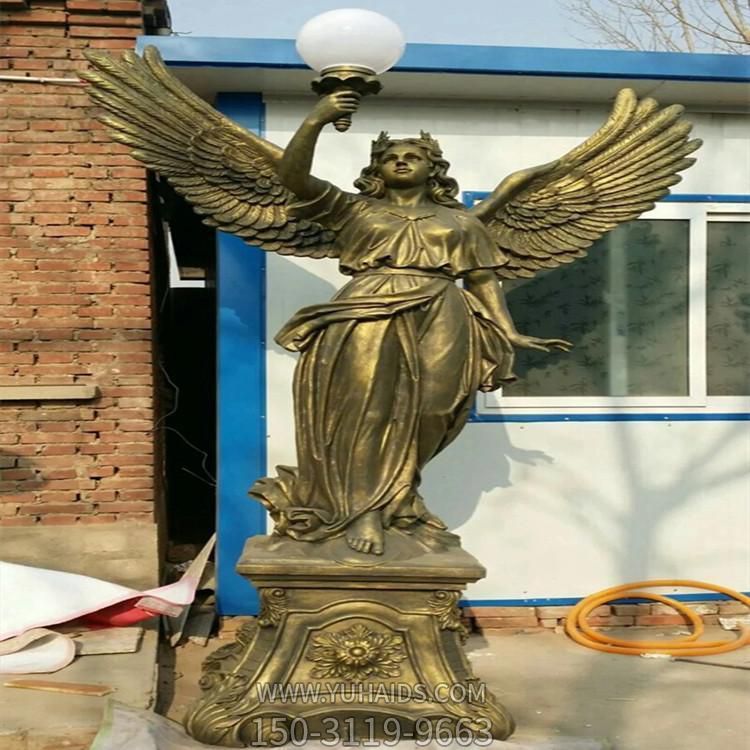 玻璃钢仿铜西方天使手举灯小区售楼部装饰摆件博鱼网页版