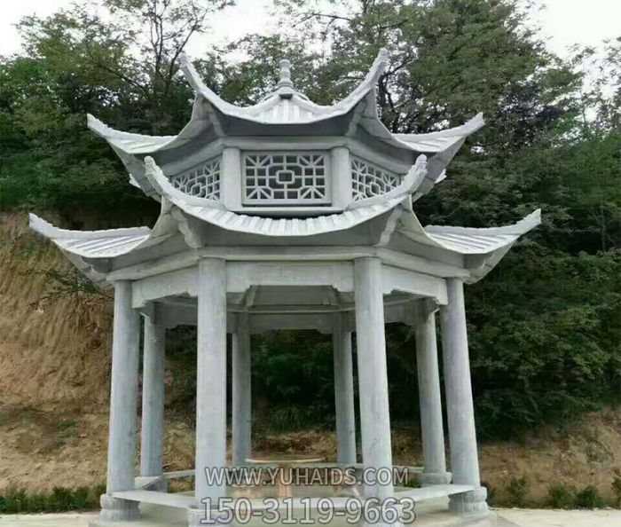 景点大理石镂空双层宝顶休息区凉亭座椅博鱼网页版